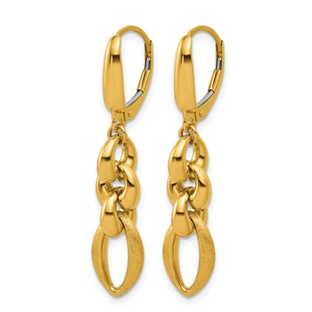 Herco 18K Polished Brushed Navette Link Leverback Dangle Earrings — alternate view