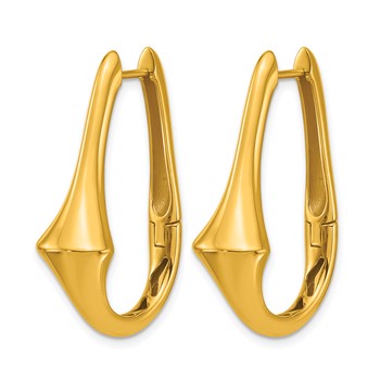 Herco 18K Polished Fancy Pointed Teardrop Hinged Hoop Earrings — alternate view