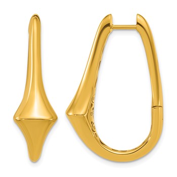 Herco 18K Polished Fancy Pointed Teardrop Hinged Hoop Earrings