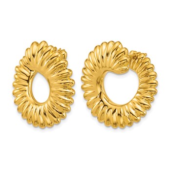 Herco 18K Polished and Grooved Swirl Circle Hoop Earrings — alternate view
