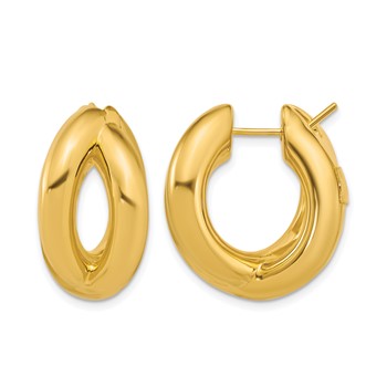 Herco 18K Polished Criss Cross Round Hoop Earrings