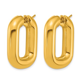 Herco 18K Polished 7.0mm Round Tube Rectangular Hoop Earrings — alternate view