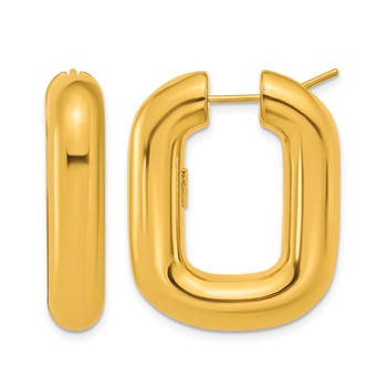 Herco 18K Polished 7.0mm Round Tube Rectangular Hoop Earrings