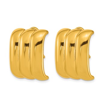 Herco 18K Polished 3-Row Rectangular Omega Back Earrings — alternate view