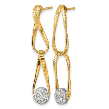 Herco 18K Two-tone Textured Twisted Oval Link Diamond Dangle Post Earrings — alternate view