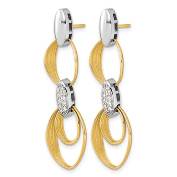 Herco 18K Two-tone Textured Link with Diamonds Post Dangle Earrings — alternate view