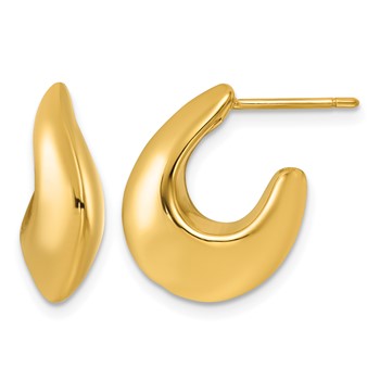 Herco 18K Polished Knife Edge Oval Post Hoop Earrings