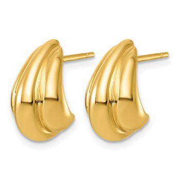 Herco 18K Polished Grooved Graduated J-Hoop Post Earrings — alternate view
