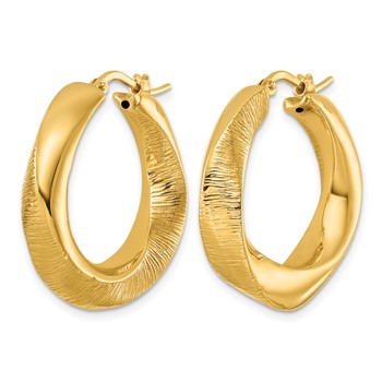 Herco 18K Polished and Textured Twisted Hoop Earrings — alternate view