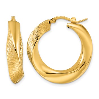 Herco 18K Polished and Textured Twisted Hoop Earrings
