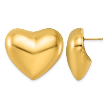 Herco 18K Polished Large Puffed Heart Post Earrings