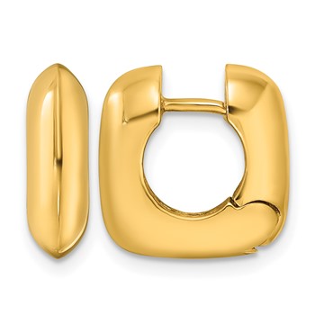 Herco 18K Polished 4.5mm Square Knife Edge Hinged Hoop Earrings