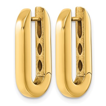 Herco 18K Polished Square Tube Oval Hinged Hoop Earrings — alternate view
