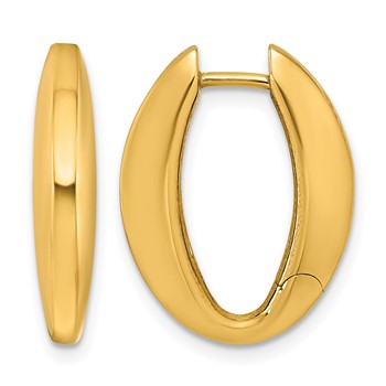 Herco 18K Polished Elongated Oval Hinged Hoop Earrings