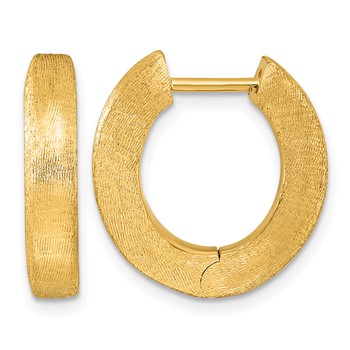 Herco 18K Brushed 4mm Hinged Hoop Earrings