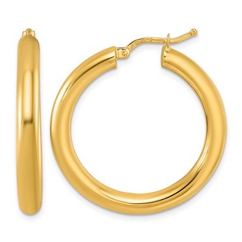 Herco 18K Polished 4mm Circle Tube Hoop Earrings