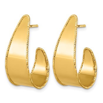 Herco 18K Polished and Diamond-cut Edges J-Hoop Post Earrings — alternate view