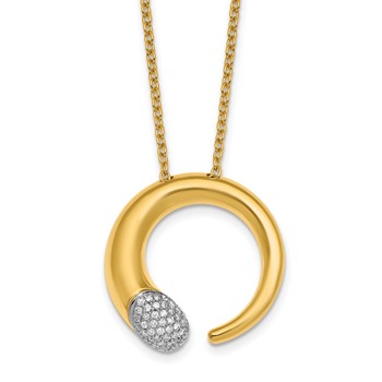 Herco 18K Two-tone Diamond and Crystal Half Circle w/1in Ext. Necklace