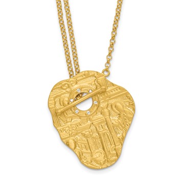 Herco 18K Solid Satin and Textured Diamond Byzantine Toggle Necklace