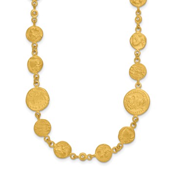 Herco 18K Satin and Textured Diamond Solid Coin w/ .5in ext. Necklace