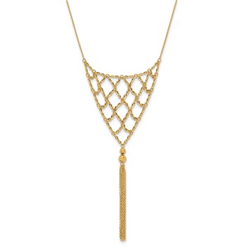 Herco 18K Polished Diamond-cut Solid Beaded with Tassel Drop Necklace — alternate view