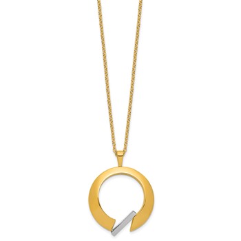 Herco 18K Two-tone Polished Fancy Circle 16 Inch with 1 Inch Extension Necklace — alternate view