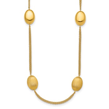 Herco 18K Polished & Brushed 2-Strand Ovals Station 18in Necklace