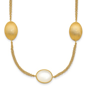 Herco 18K Brushed 2-Strand Moonstone Ovals Station 18in Necklace
