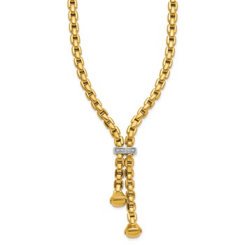 Herco 18K Two-tone Polished Round Box with Diamond 17.5 Inch Bolo Necklace — alternate view