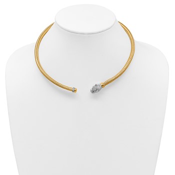 Herco 18K with White Rhodium Polished Woven Diamond Panther Neck Collar — alternate view