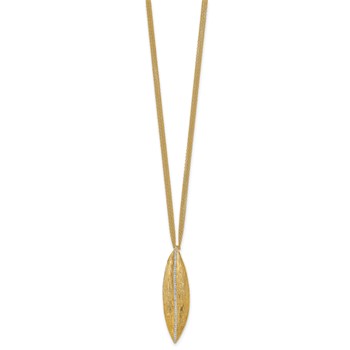 Herco 18K Polished Textured Diamond Leaf 3 Strand 16.5in Necklace — alternate view