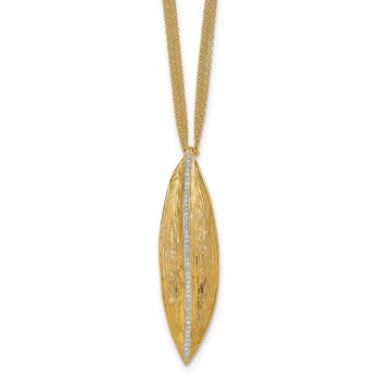 Herco 18K Polished Textured Diamond Leaf 3 Strand 16.5in Necklace