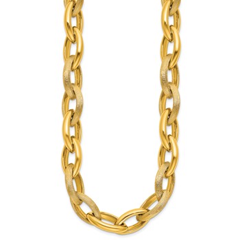 Herco 18K Polished and Brushed Marquise Link 18 Inch Necklace — alternate view