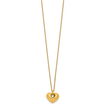 Herco 18K Polished Puffed Open Heart 16 Inch with 2 Inch Extension Necklace — alternate view