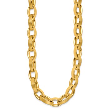 Herco 18K Polished and Brushed 10.0mm Navette Link 17in Necklace — alternate view