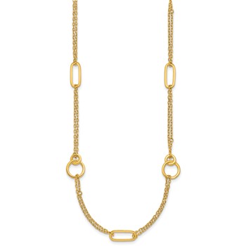 Herco 18K Polished Fancy 2-Strand Link 16 Inch with 2 Inch Extension Necklace — alternate view