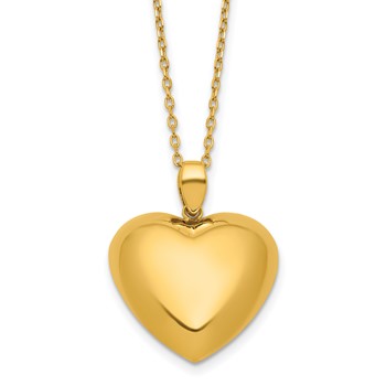 Herco 18K Polished Puffed Heart 16 Inch with 2 Inch Extension Necklace