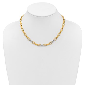 Herco 18K Two-tone Polished Fancy Diamond Link 17 Inch Necklace — alternate view
