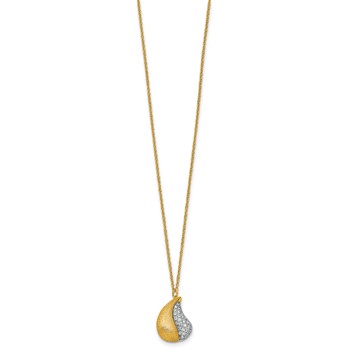 Herco 18K Polished and Brushed Diamond Teardrop 16 Inch with 2 Inch Extension Necklace — alternate view