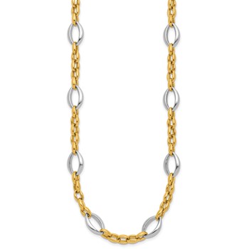 Herco 18K Two-tone Polished Navette and Oval Link 18 Inch Necklace — alternate view