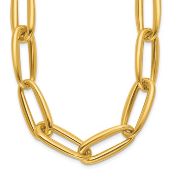 Herco 18K Polished 11.3mm Elongated Oval Link 18 Inch Necklace