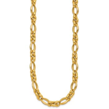 Herco 18K Polished and Brushed Fancy Navette Link 18 Inch Necklace — alternate view