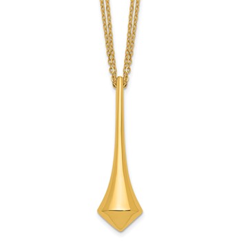 Herco 18K Polished Two-Strand Pointed Teardrop with 1 Inch Extension Necklace