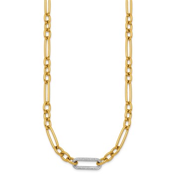 Herco 18K Two-tone Polished Diamond Mixed Link 17.75 Inch Necklace — alternate view