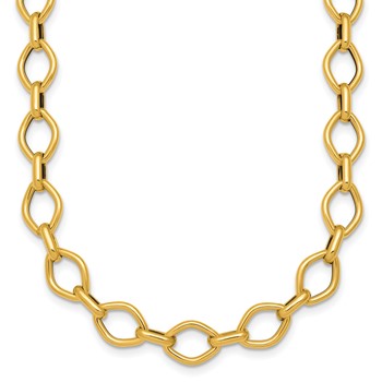 Herco 18K Polished Geometric and Oval Link 18 Inch Necklace
