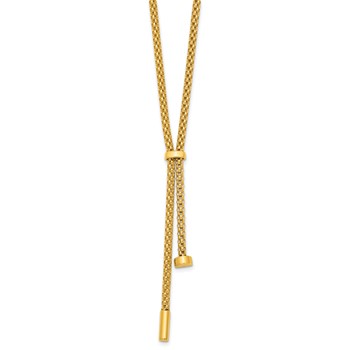 Herco 18K Polished Y-Drop 18 Inch Popcorn Mesh Necklace — alternate view
