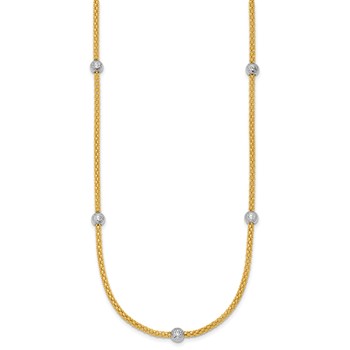Herco 18K Polished Two-tone  Diamond-cut Beaded Station 18 Inch Necklace — alternate view