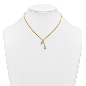 Herco 18K Two-tone Polished and Textured Diamond Drop 16 Inch Omega Necklace — alternate view