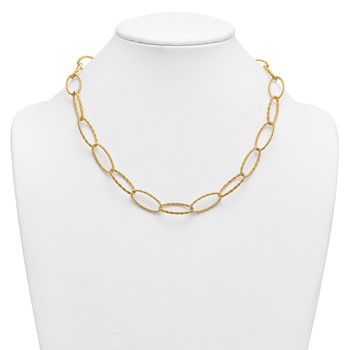 Herco 18K Two-tone Textured Oval Link with Diamond Clasp 20 Inch Necklace — alternate view
