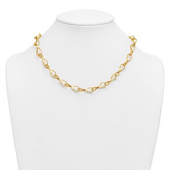 Herco 18K Two-tone Textured Twisted Oval Link with Diamond Clasp 19 Inch Necklace — alternate view